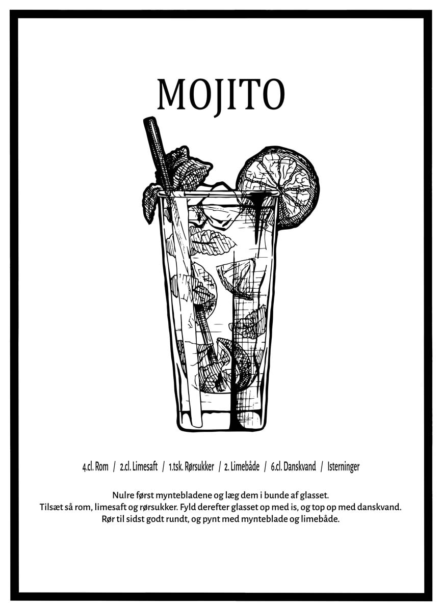 Plakat Mojito - opskrift