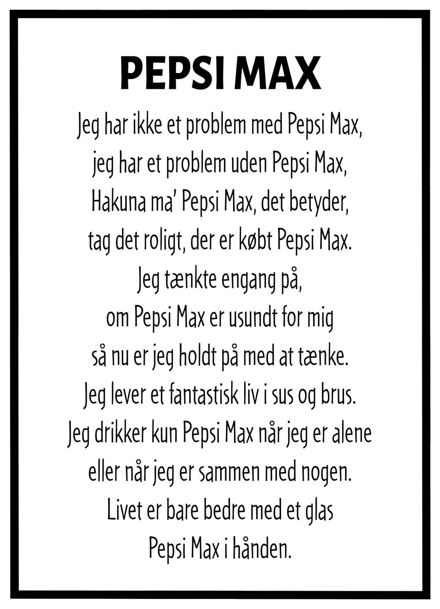 Plakat Pepsi Max - jeg har ikke et problem