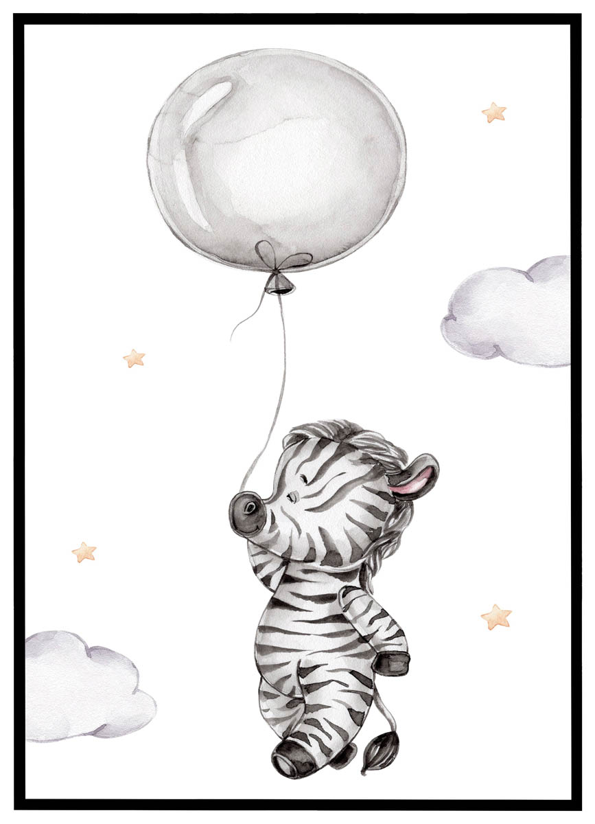 Plakat Zebra med ballon