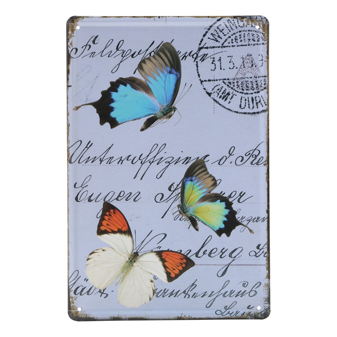 Emaljeskilt Postkort med sommerfugle