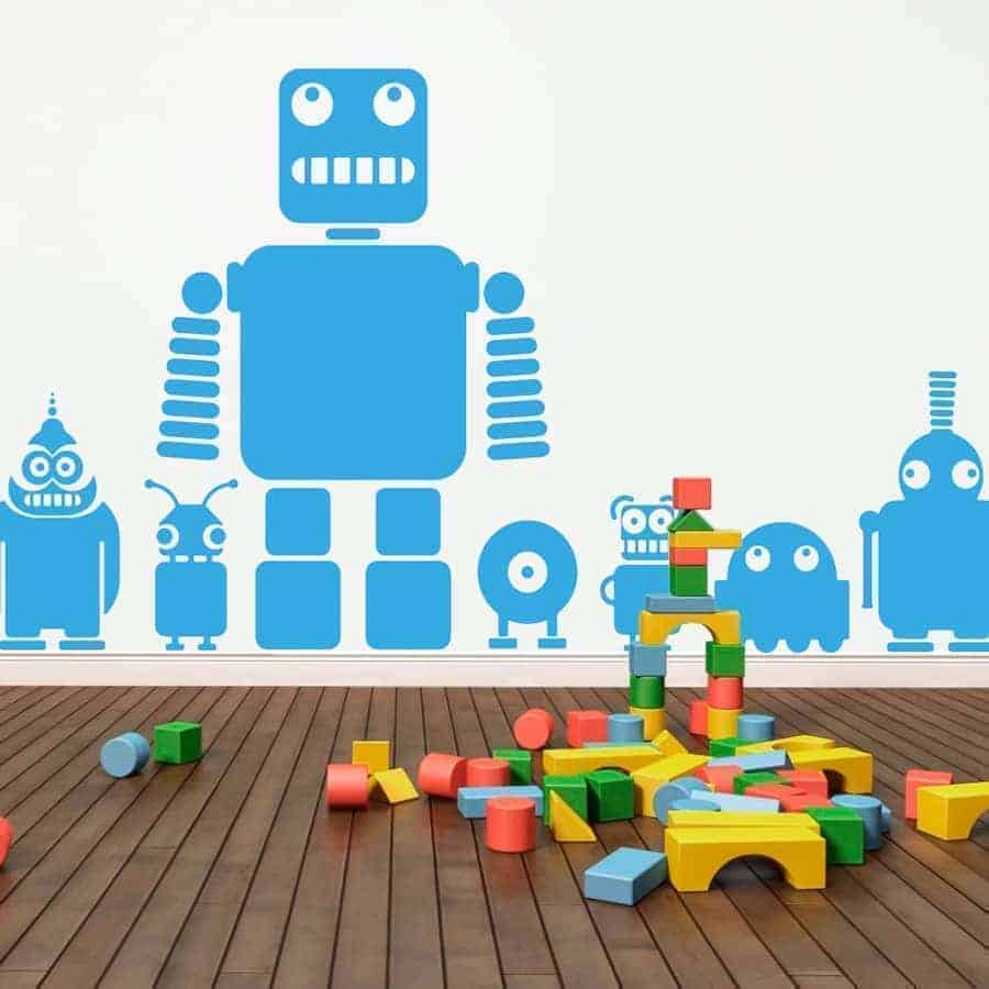 Wallsticker Robotter - 10 stk.