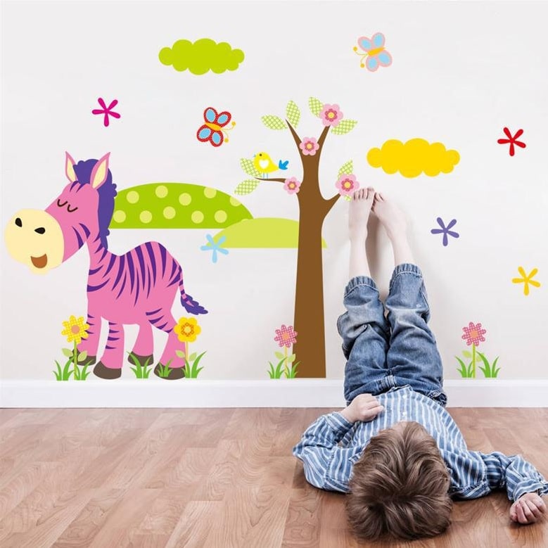 Wallsticker Sjov Zebra med landskab