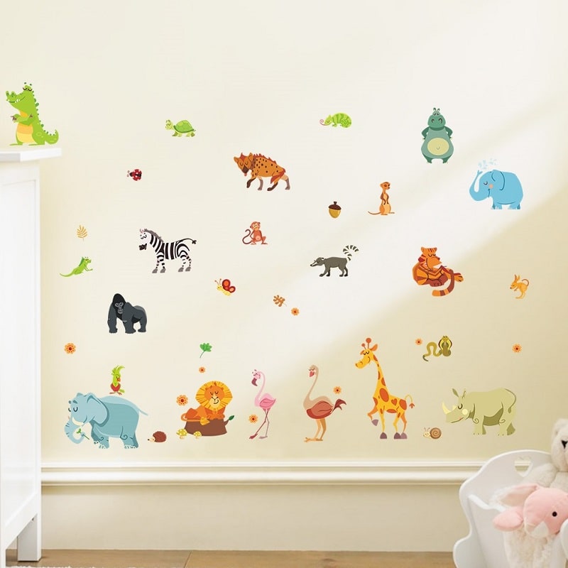 Wallsticker Søde, eksotiske dyr