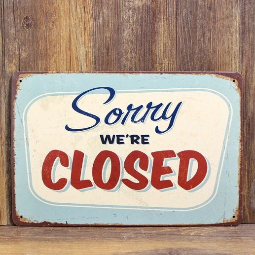 Emaljeskilt Sorry We're Closed