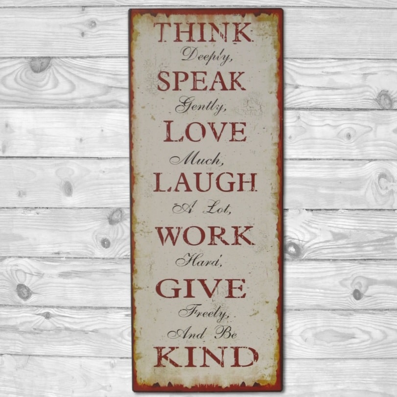 Emaljeskilt Think - Speak - Love - Laugh