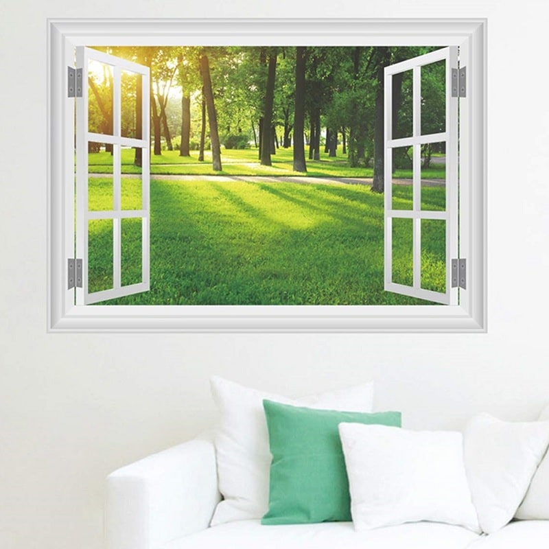 Wallsticker Vindue til skov