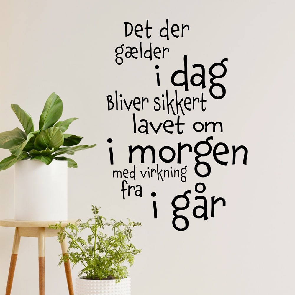 Wallsticker Det der gælder i dag bliver lavet om i morgen