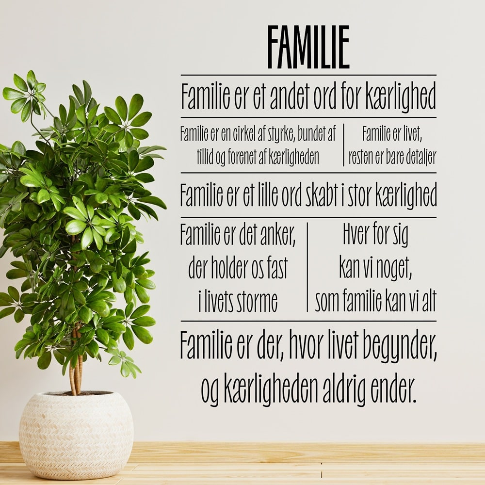Wallsticker Familie - er et andet ord for kærlighed