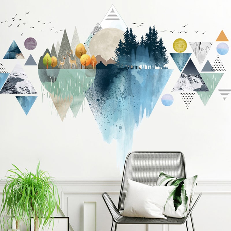 Wallsticker Geometrisk Bjerglandskab