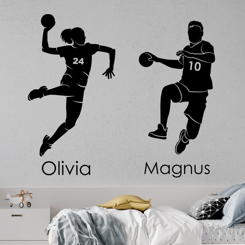 Wallsticker Håndboldspiller med eget navn og nummer