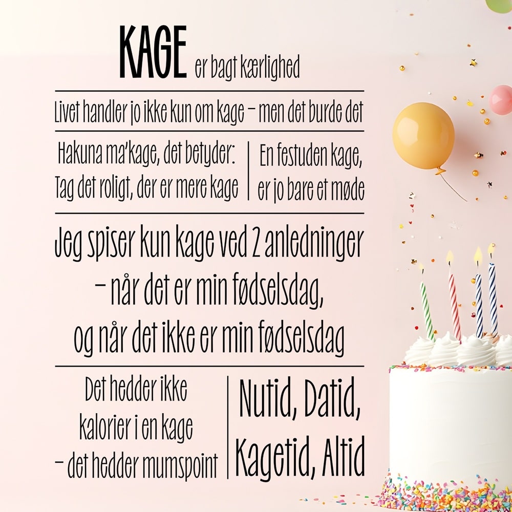 Wallsticker Kage - er bagt kærlighed