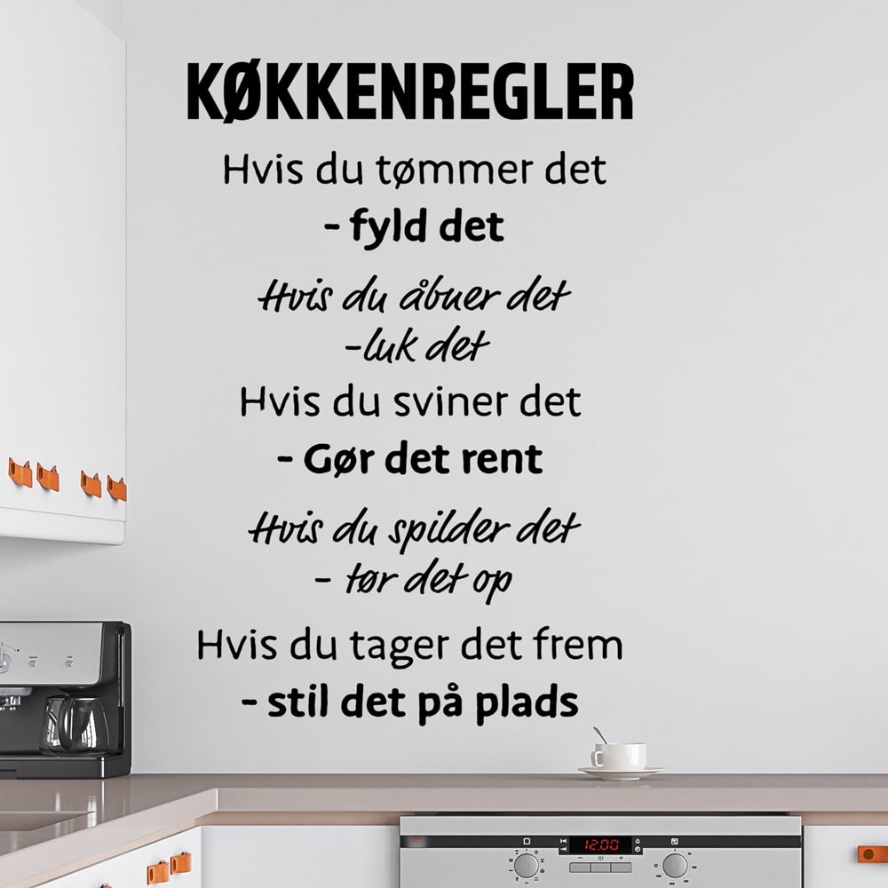 Wallsticker Køkkenregler #2