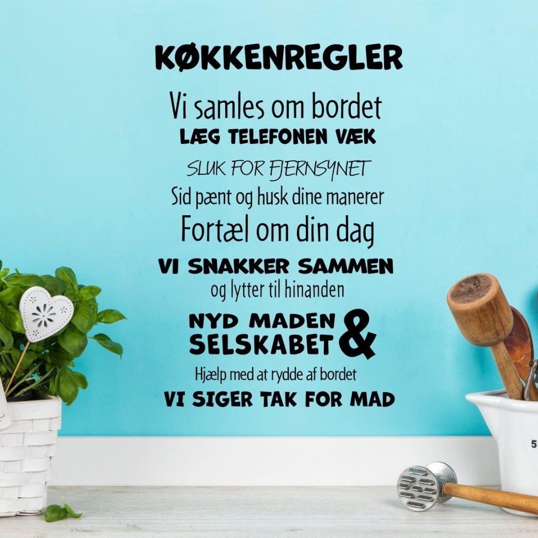 Wallsticker Køkkenregler