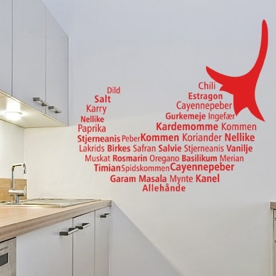 Wallsticker Krydderier - formet som en chili