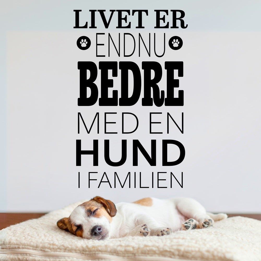 Wallsticker Livet er bedre med en hund i familien