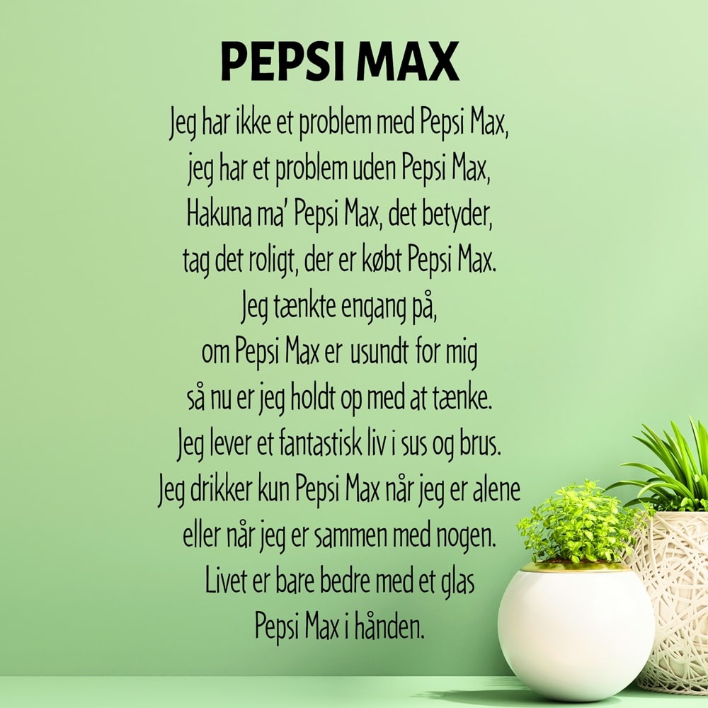 Wallsticker Pepsi Max - jeg har ikke et problem