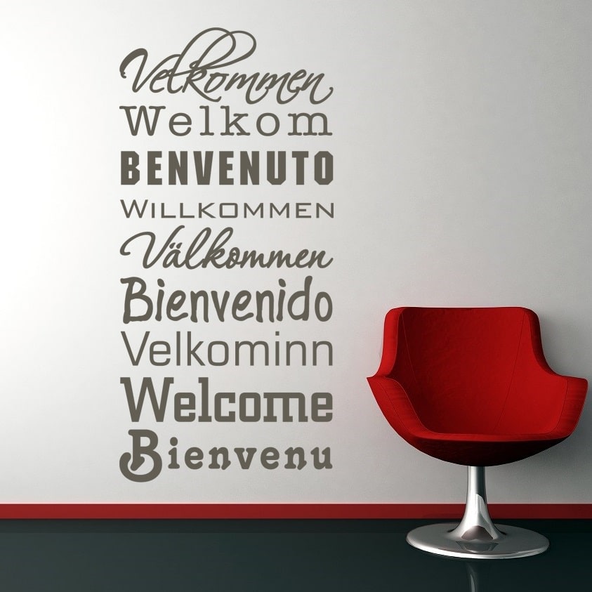 Wallsticker Velkommen på flere sprog