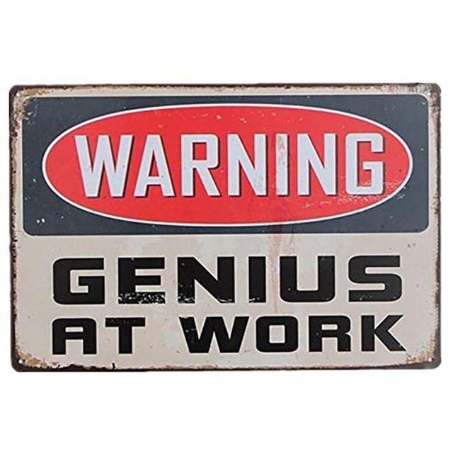 Emaljeskilt Warning - Genius at Work