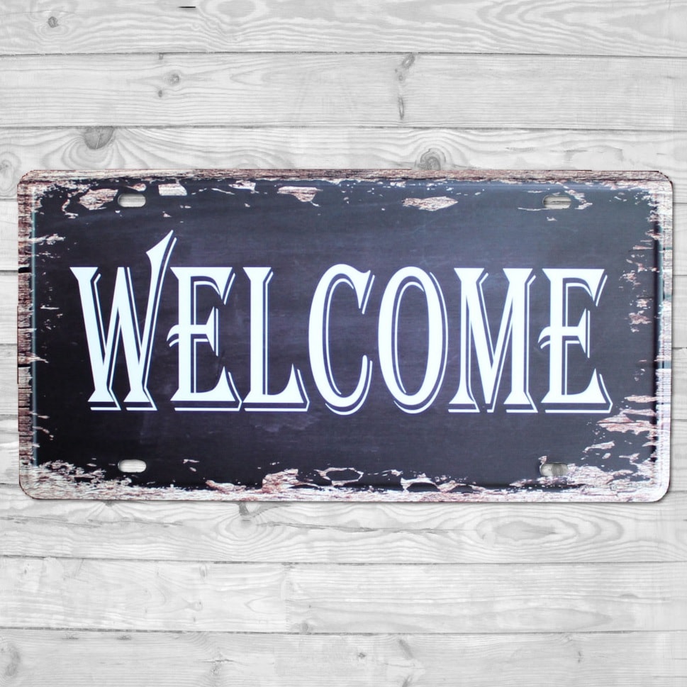 Emaljeskilt Welcome