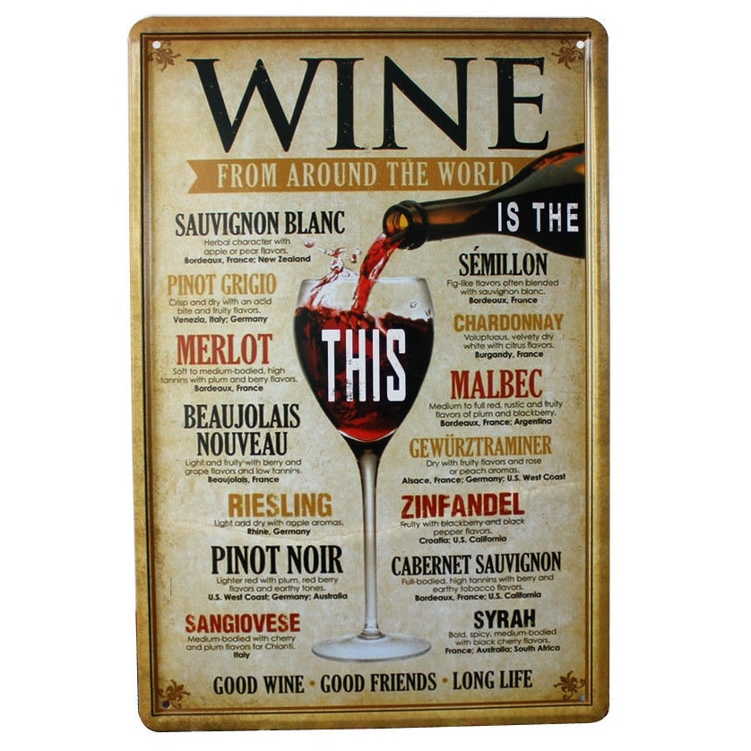Emaljeskilt Wine from around the world