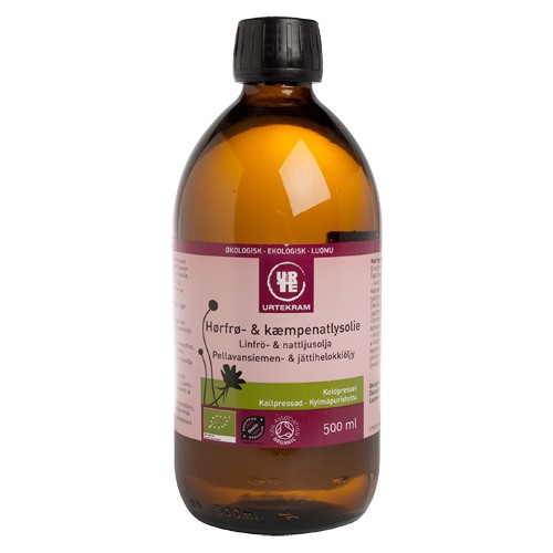 Hørfrø- kæmpenatlysolie Økologisk - 500 ml - Urtekram