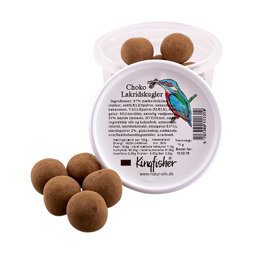 Choko lakridskugler - 70 gram - Kingfisher