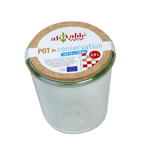 Opbevaringsglas med kork låg 0,6 L - 1 stk. - Ah table