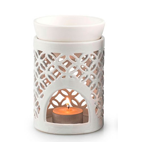 Duftlampe hvid hulmønster - 1 styk - Urtegaarden