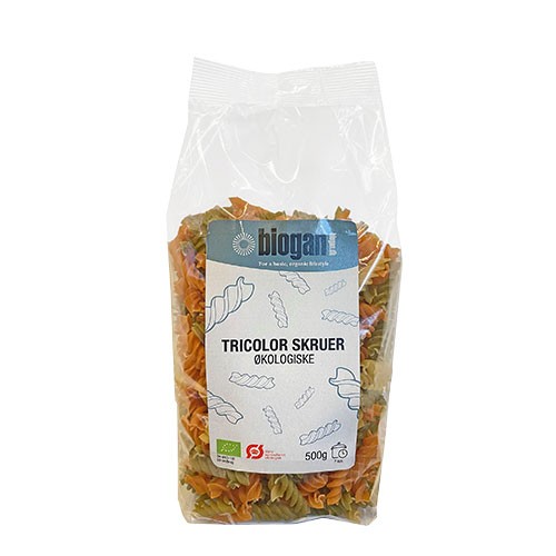Tricolor pasta skruer Italien Økologisk - 500 gram - Biogan