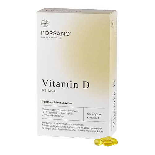 Vitamin D 95 mcg - 90 kapsler - Porsano