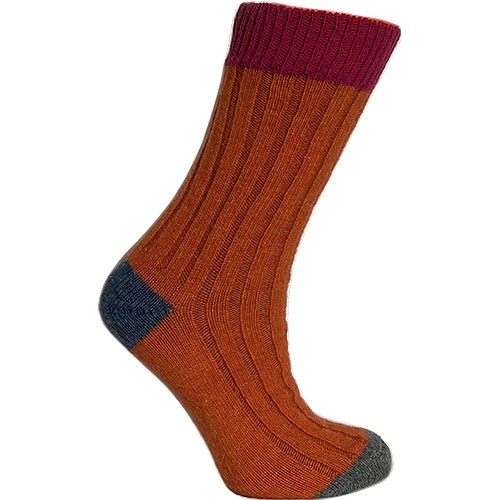 Merinostrømper Cerise/orange - str. 35/38 1 par - Clemente