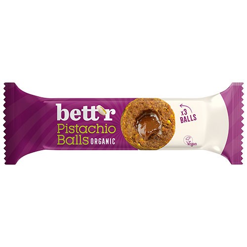 Frugtkugler med fyld af pistacie/kakao Økologisk - 45 gram