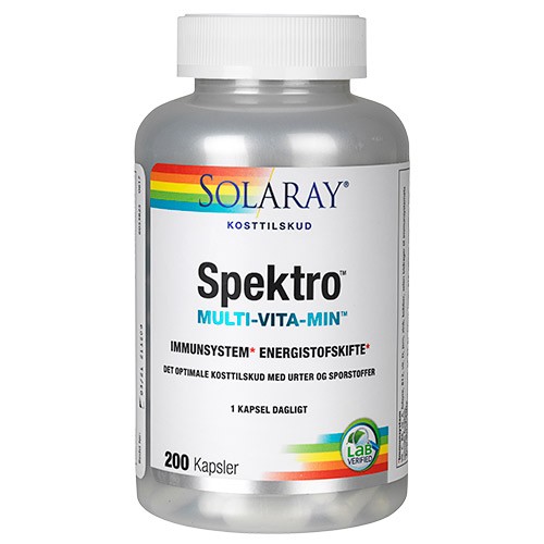 Spektro Multi-Vita-Min med jern og k2 - 200 kap - Solaray