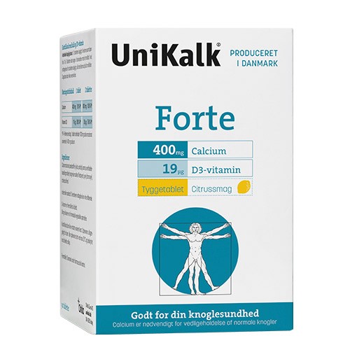 UniKalk Forte tyggetablet m. citrussmag - 90 tab - UniKalk