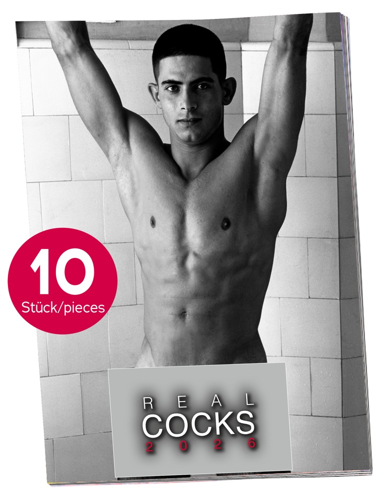 Pin-up kalender Real Cocks 2026 i et pakke med 10 stk.