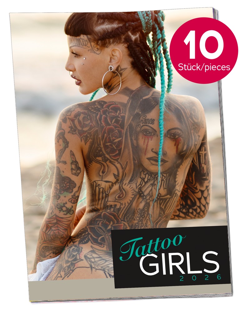 Pin-up-kalender "Tattoo Girls 2026" i stort format