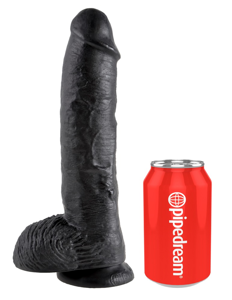 Dildo âKing Cock 10 Zoll Ballsâ, 27 cm, med testikel