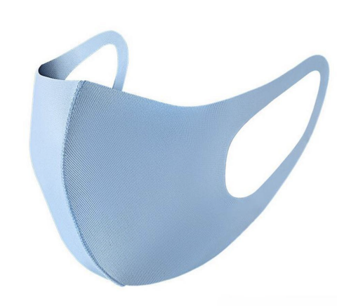 1 STK. ANSIGTSMASKE I STOF BLÅ ( STØRRELSE SMALL )