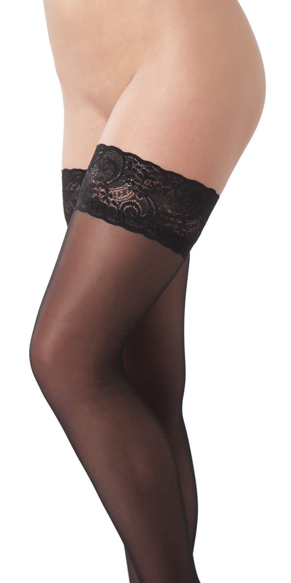 Rimba - Selvsiddende lange strømper med blonde kant