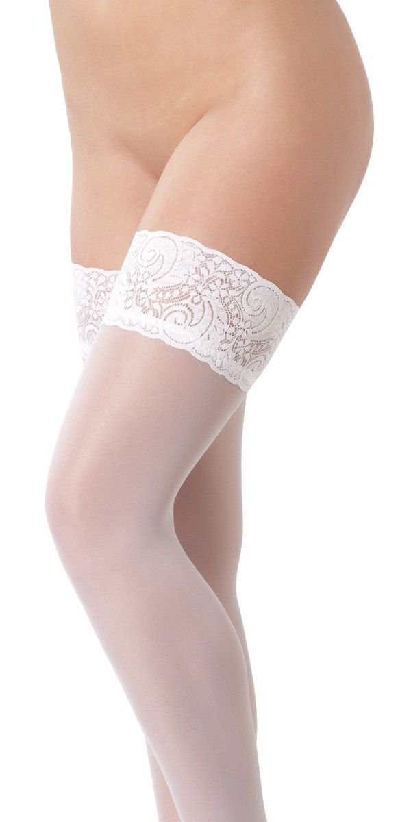 Rimba - Selvsiddende lange strømper med blonde kant