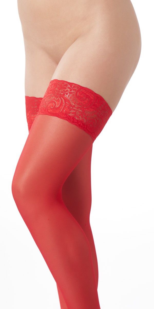 Rimba - Selvsiddende lange strømper med blonde kant