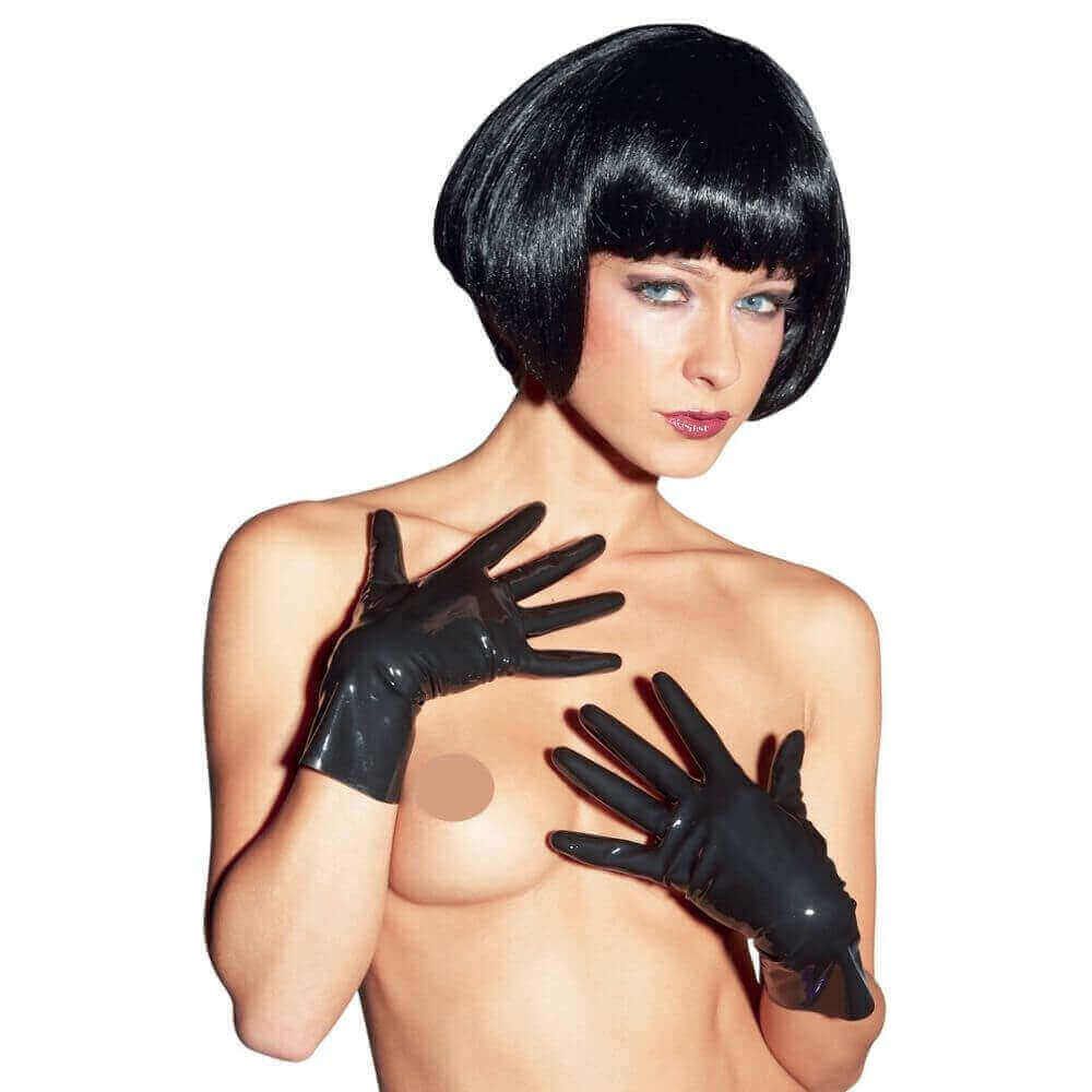 Sorte Latex Handsker Korte-Xl