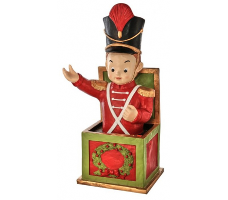 Soldat i boks i polyresin H89 cm - Antik rød/Antik grøn