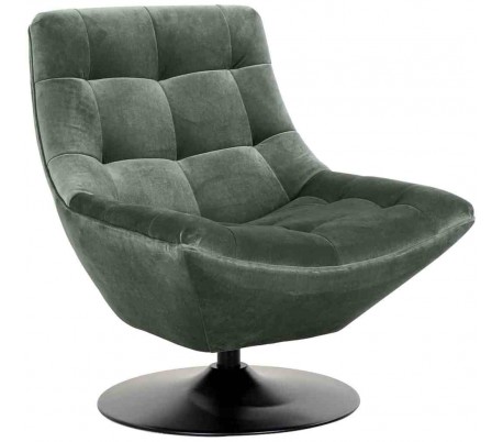 Richelle rotérbar lænestol i velour H81 cm - Sort/Jadegrøn
