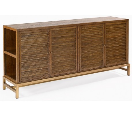 Sideboard i genanvendt egetræ og metal B190 cm - Antik guld/Brunbejset