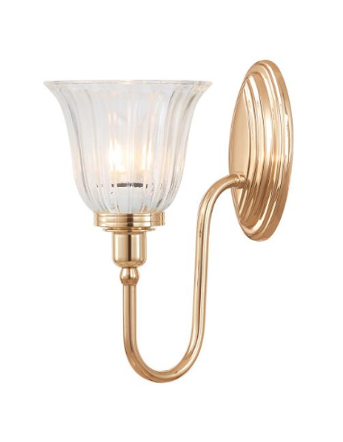 Blake Badeværelseslampe i messing og glas H27 cm 1 x G9 LED - Poleret rødguld/Klar