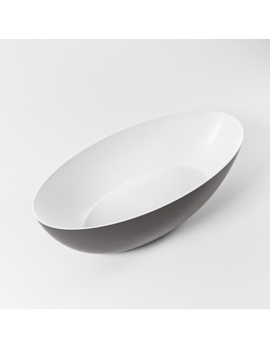 FLOAT fritstående badekar 170 x 80 cm Solid surface - Talkum/Mørkegrå