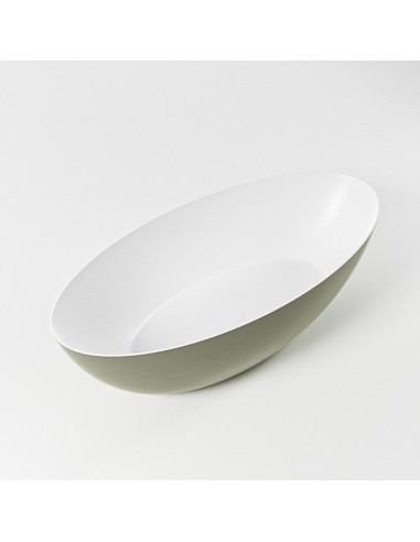 FLOAT fritstående badekar 170 x 80 cm Solid surface - Talkum/Armygrøn
