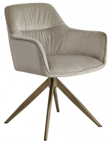 Aline rotérbar spisebordsstol i velour H83,5 cm - Børstet messing/Khaki