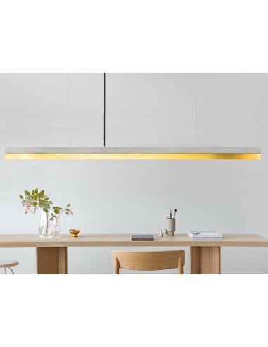 Langbordspendel i beton og messing 182 cm 25W LED - Lys beton/Messing